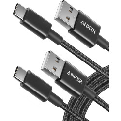 USB C Cable, Anker [2-Pack, 6 ft] Type C Charger Premium Nylon USB Cable , USB A to Type C Charging Cable Fast Charge (Black)